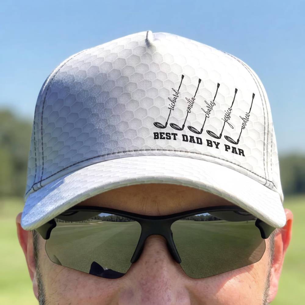 Personalized Best Dad Grandpa By Par Golf Clubs Classic Cap - Grandpa Fathers Day Gift, Papa Name Golfing Gear, Husband Anniversary Keepsake HO82 902310