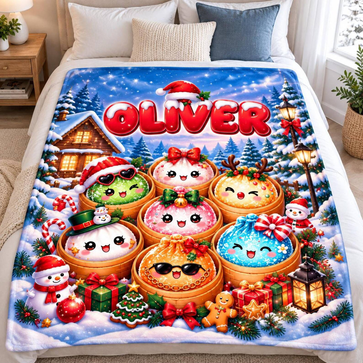 Personalized Name Cute Squishy Dumpling Blanket for Kids, Dumpling Lover Gift, Funny Food Lover Gift HO82 904238