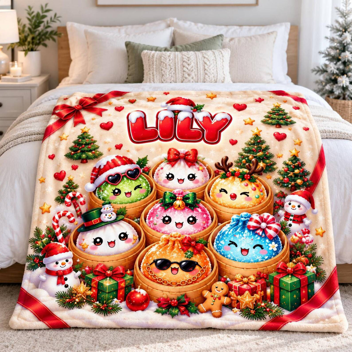 Personalized Name Cute Squishy Dumpling Blanket for Kids, Dumpling Lover Gift, Funny Food Lover Gift HO82 904238