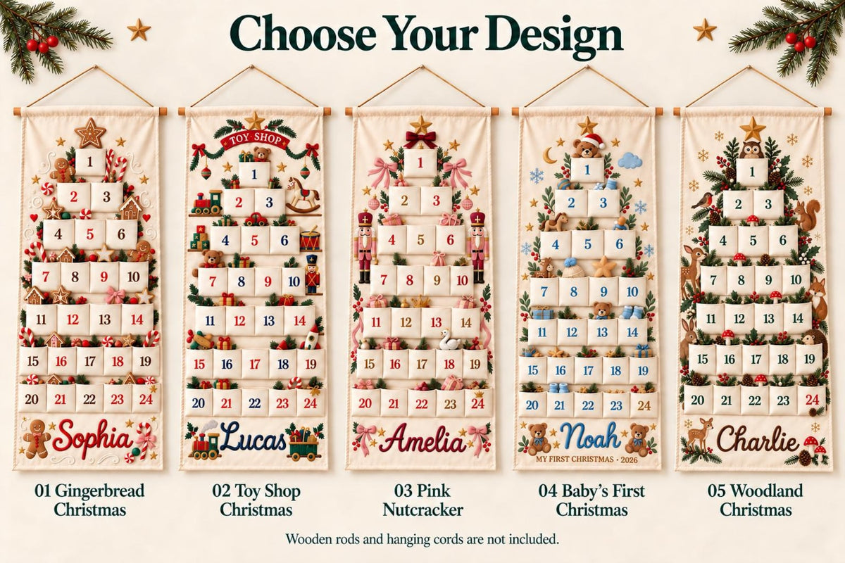 Personalized Name Christmas Advent Calendar, 24 Fillable Pockets, Reusable Christmas Wall Hanging HA75 919516