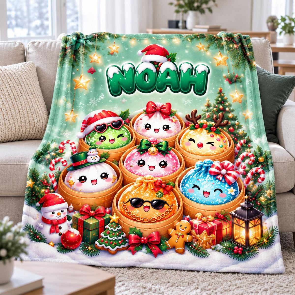 Personalized Name Cute Squishy Dumpling Blanket for Kids, Dumpling Lover Gift, Funny Food Lover Gift HO82 904238