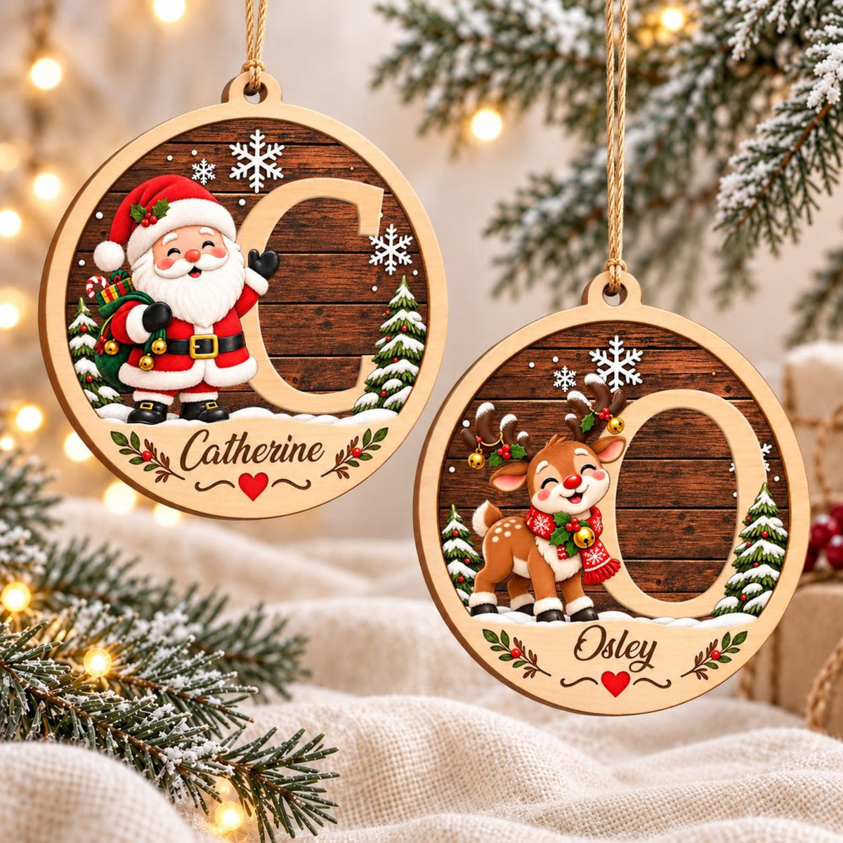 Personalized Initial Christmas 2 Layers Wooden Ornament, 2026 Keepsake Gift HA75 919536