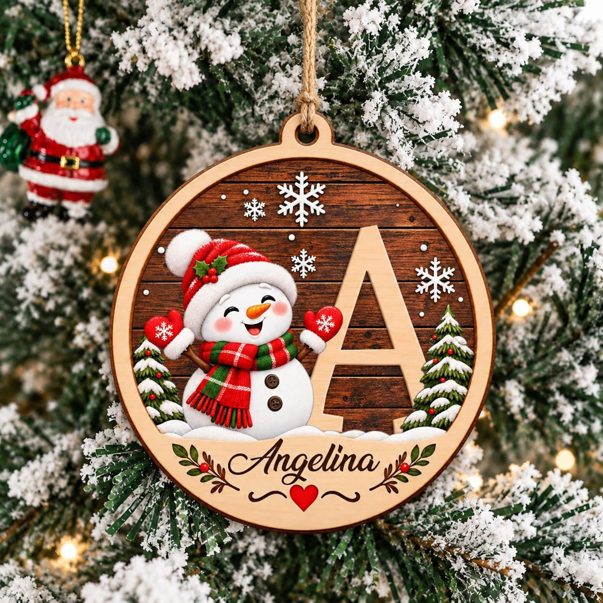 Personalized Initial Christmas 2 Layers Wooden Ornament, 2026 Keepsake Gift HA75 919536