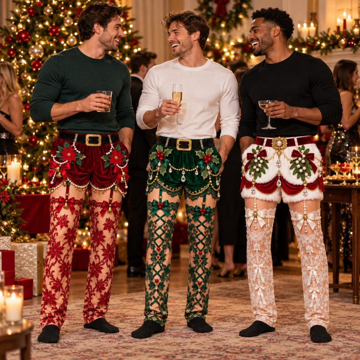 Personalized Fake Underwear Plaid Illusion Lounge Bottoms Funny Christmas Lounge Pants Gag Gift HA75 57030