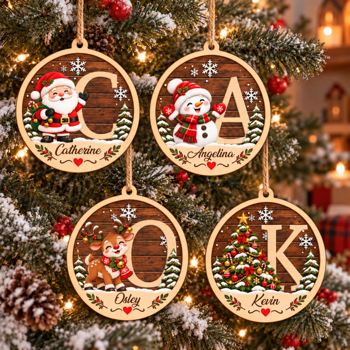 Personalized Initial Christmas 2 Layers Wooden Ornament, 2026 Keepsake Gift HA75 919536