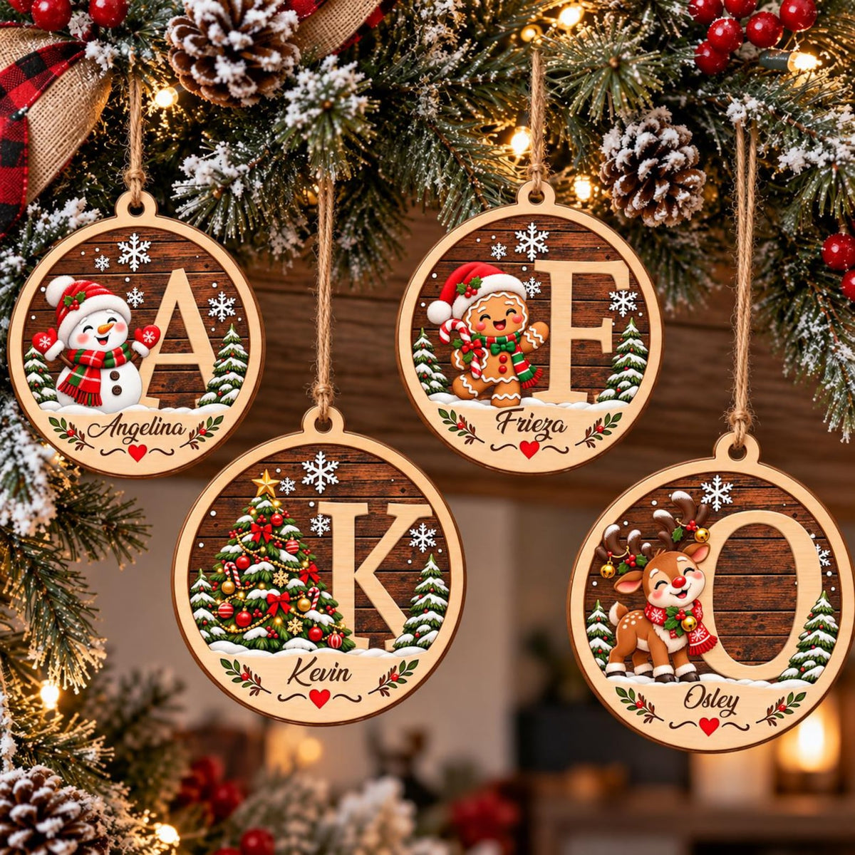 Personalized Initial Christmas 2 Layers Wooden Ornament, 2026 Keepsake Gift HA75 919536