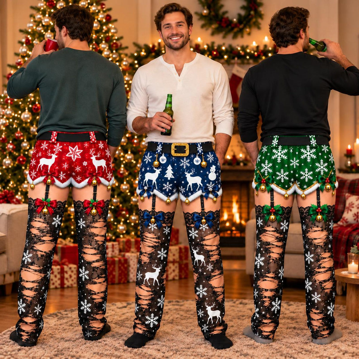 Personalized Fake Lace Stocking Funny Christmas Lounge Pants Gag Gift HA75 57032