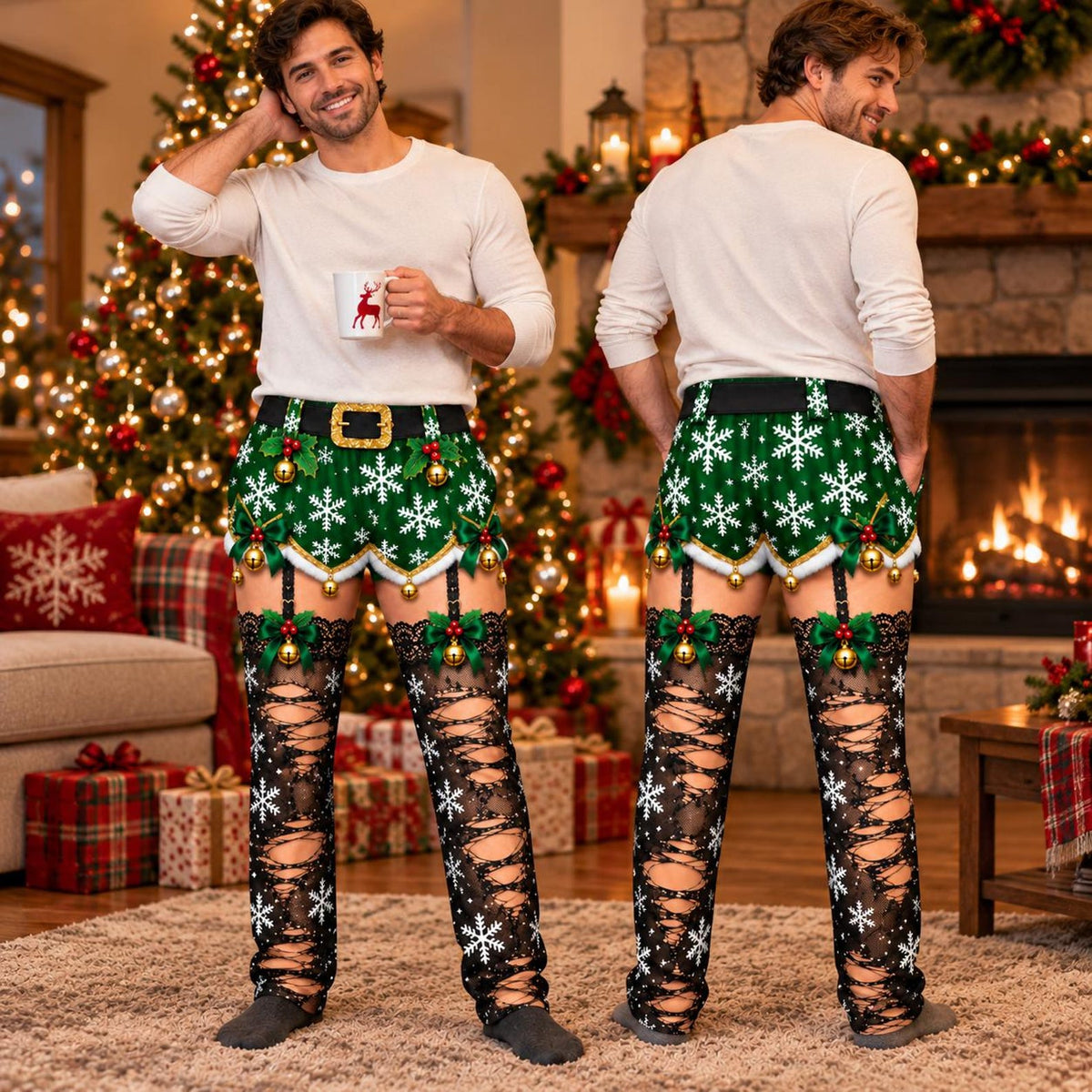 Personalized Fake Lace Stocking Funny Christmas Lounge Pants Gag Gift HA75 57032