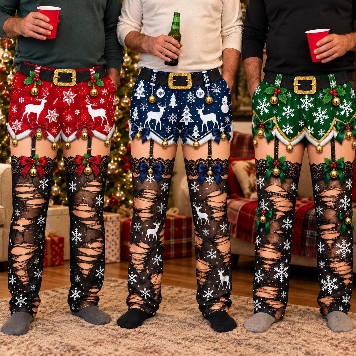 Personalized Fake Lace Stocking Funny Christmas Lounge Pants Gag Gift HA75 57032