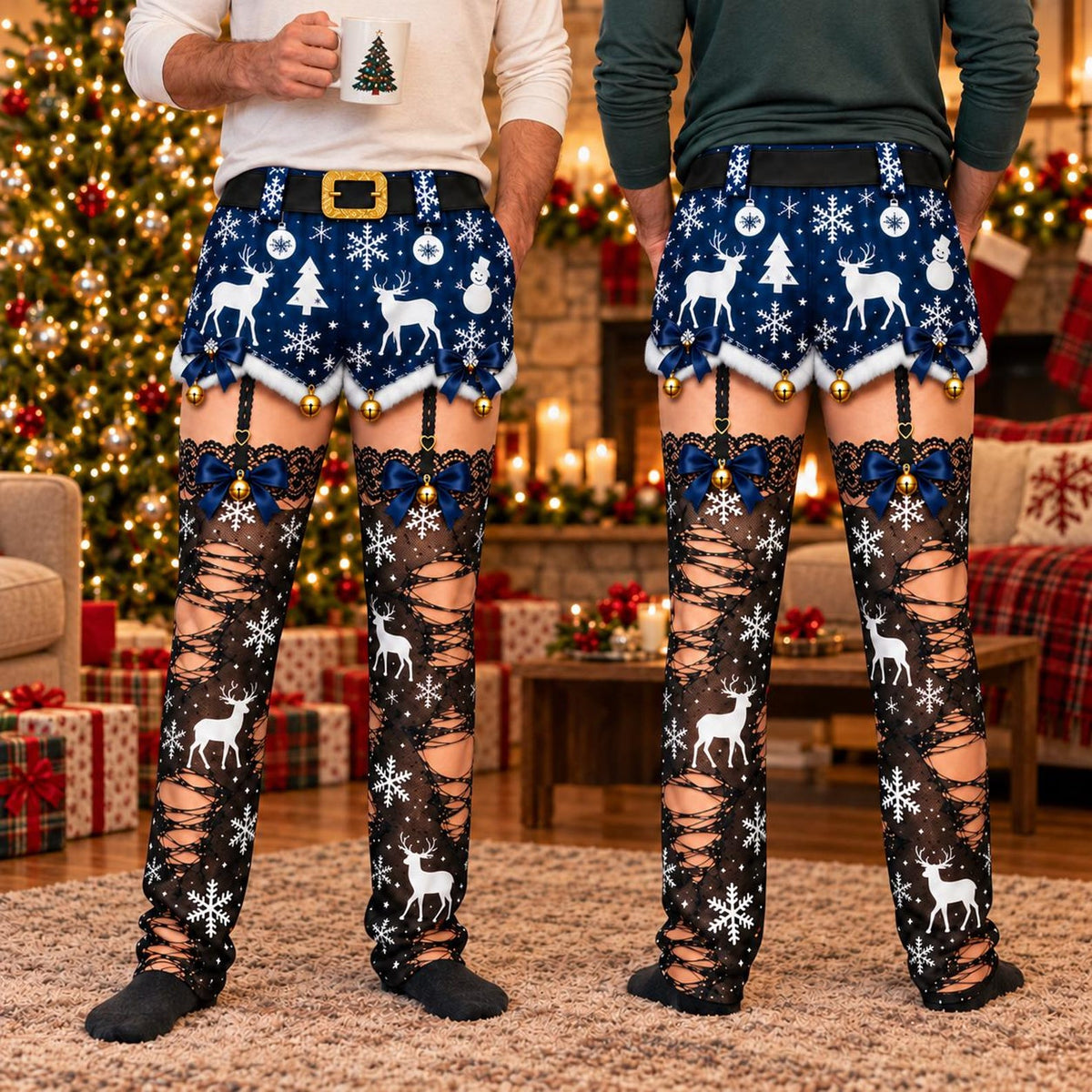 Personalized Fake Lace Stocking Funny Christmas Lounge Pants Gag Gift HA75 57032