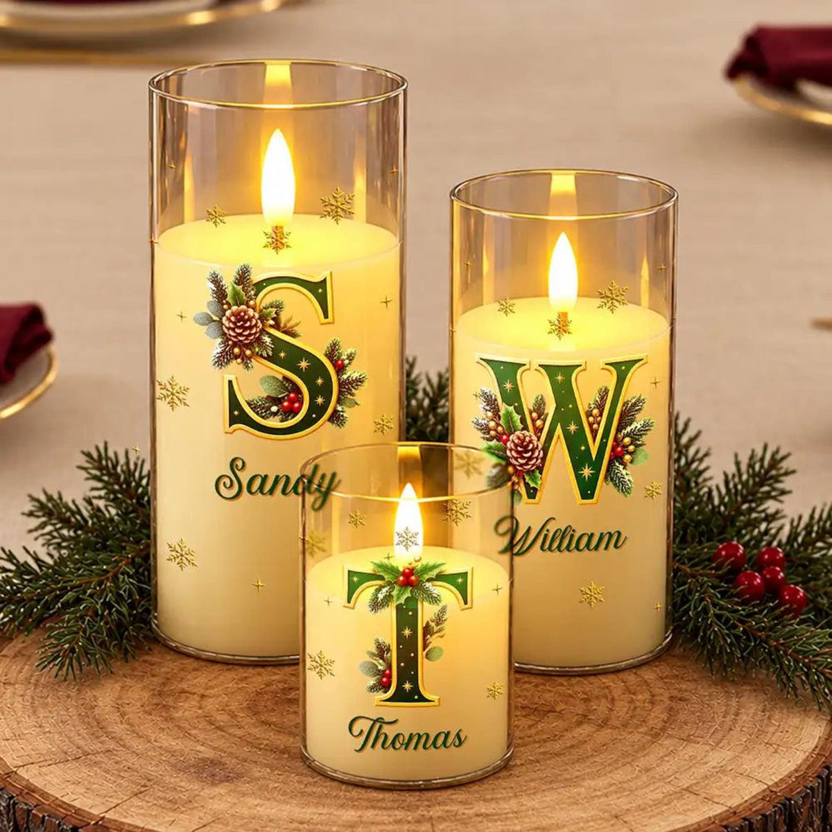 Custom Name LED Flameless Candle Christmas Decor HA75 57044