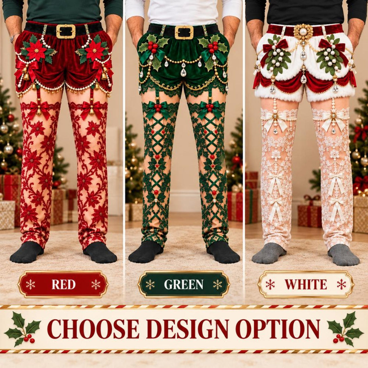Personalized Fake Underwear Plaid Illusion Lounge Bottoms Funny Christmas Lounge Pants Gag Gift HA75 57030