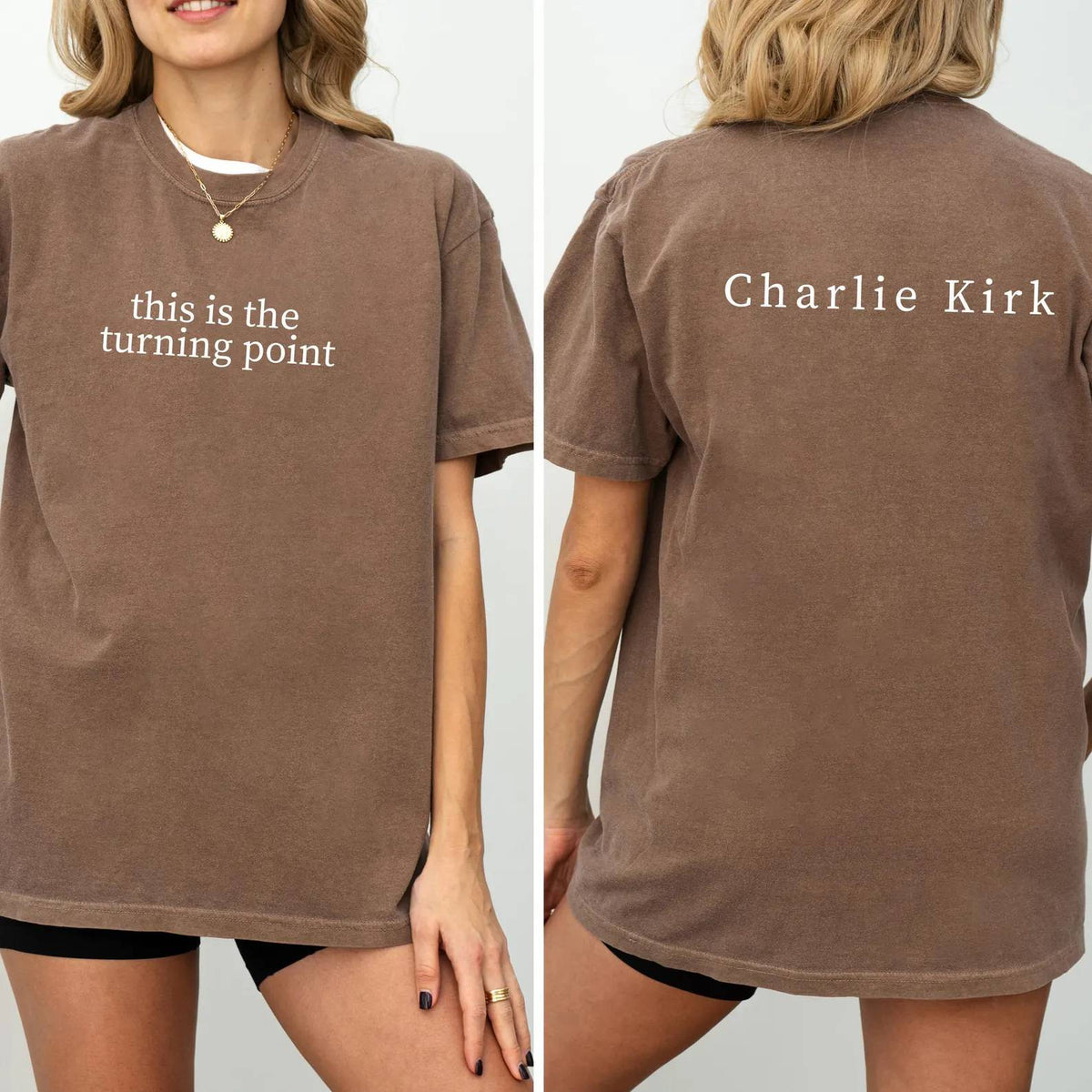 Charlie Kirk "This Is The Turning Point Quote" Back And Front Shirt HO82 65780