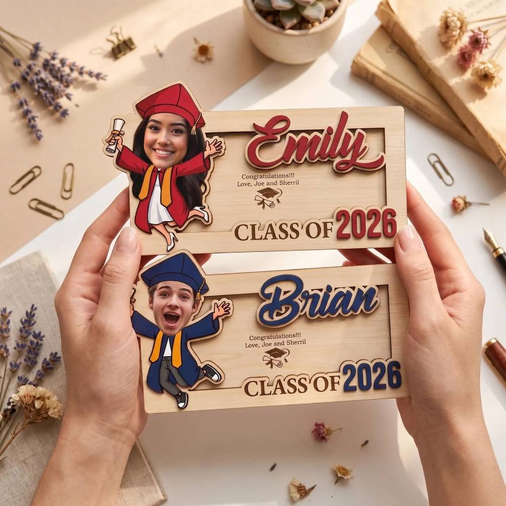 Custom Photo Class Of 2026 Graduation Wood Money Holder, Senior Grad Keepsake HO82 902478