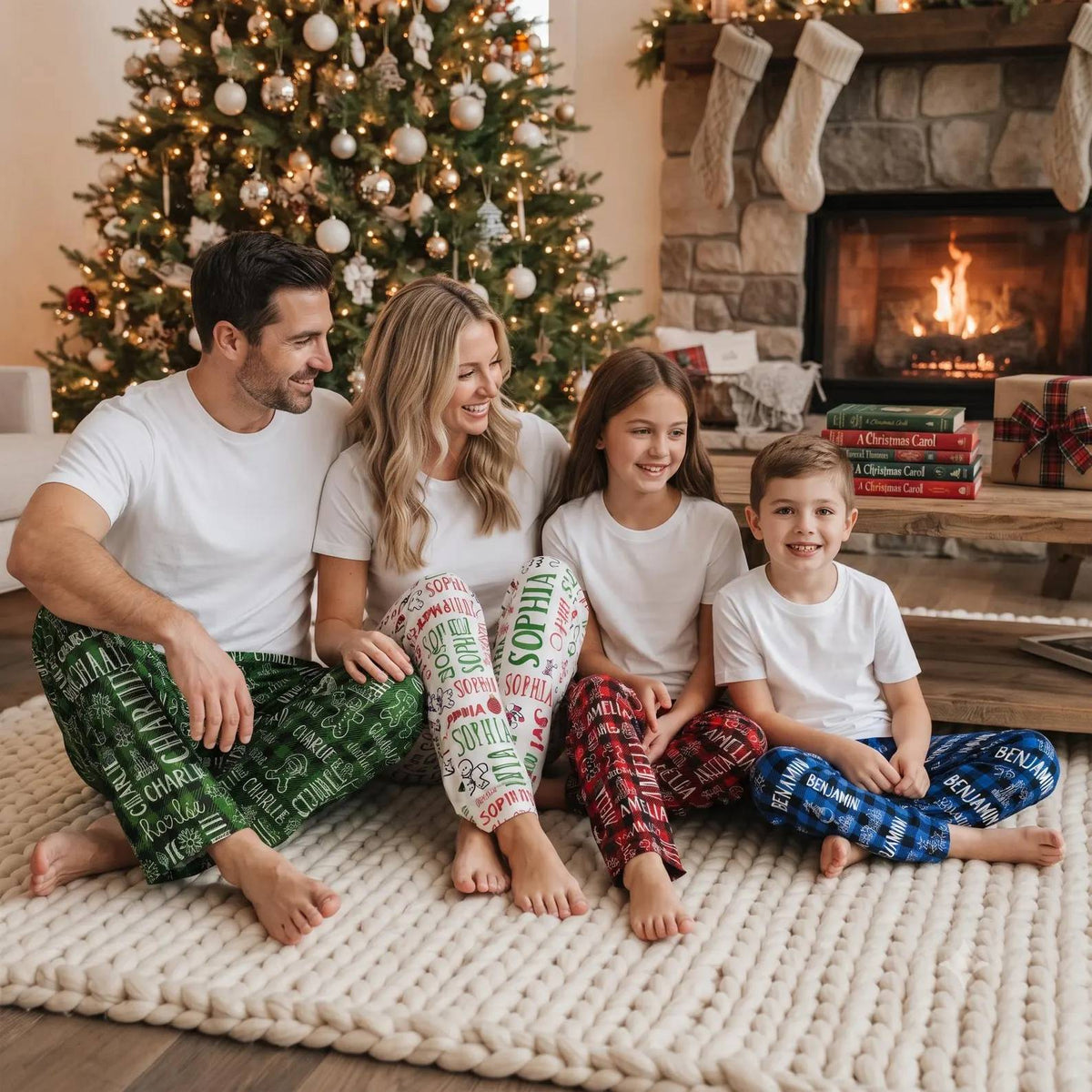 Personalized Name Pajamas Pants - Christmas Gift for Family, Cozy Family Holiday Loungewear HO82 904142