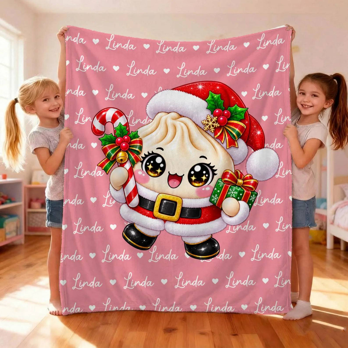 Custom Name Dumpling Christmas Blanket for Kids, Dumpling Lover Gift HO82 904242