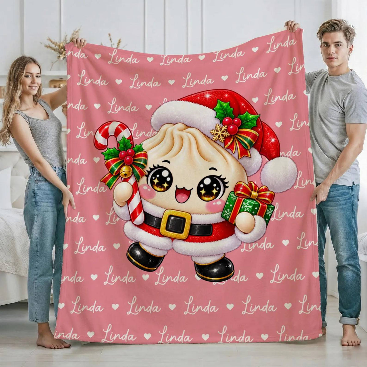 Custom Name Dumpling Christmas Blanket for Kids, Dumpling Lover Gift HO82 904242
