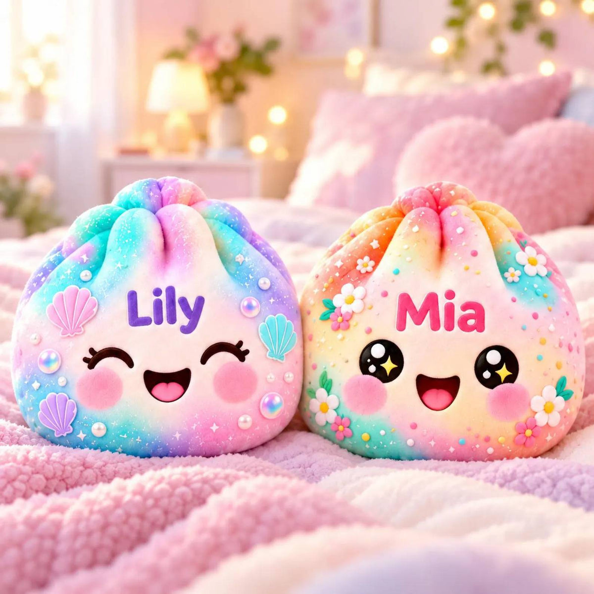Custom Name Christmas Dumpling Shaped Pillow - Cute Pastel Plush Pillow HO82 904254