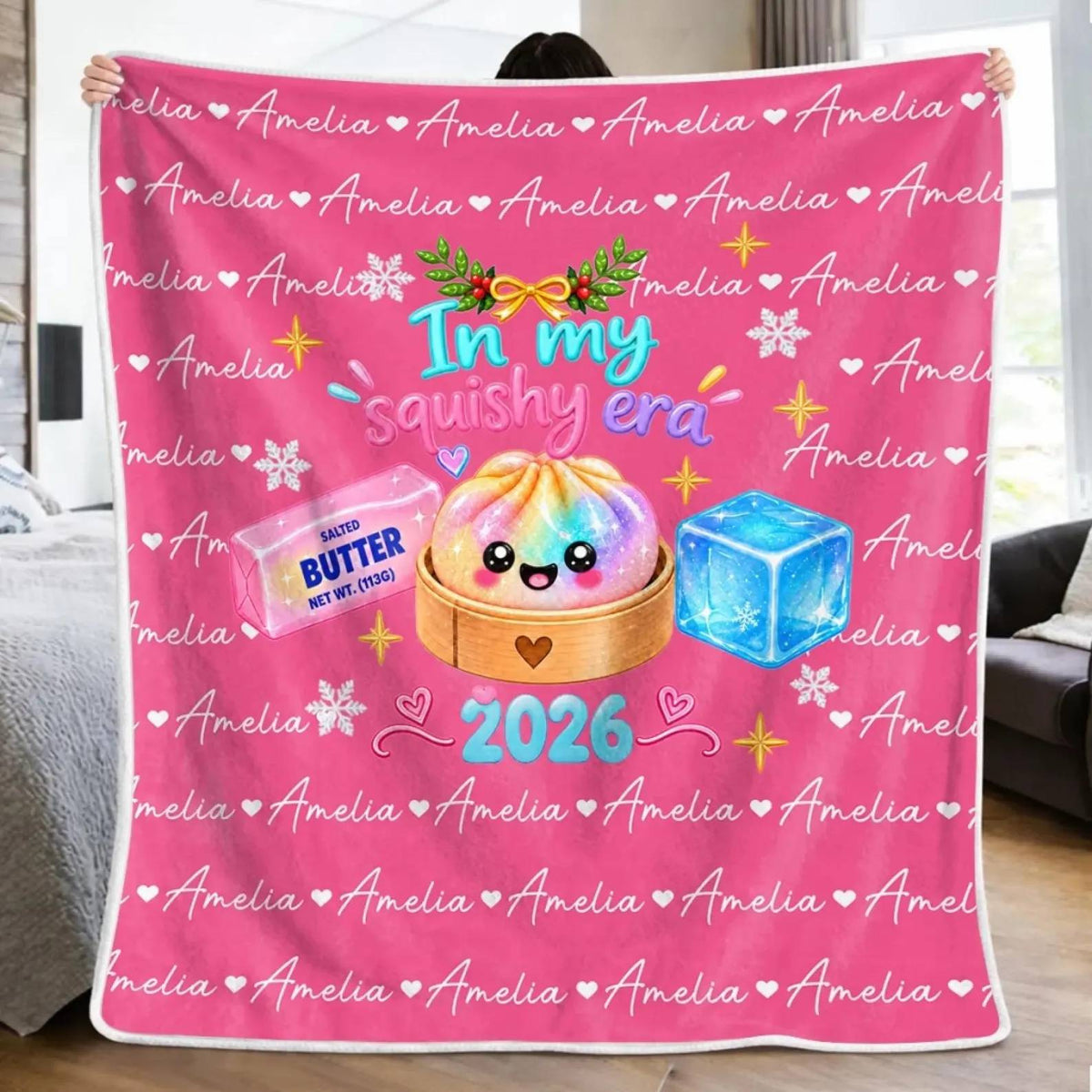 Personalized Name Kawaii Squishy Dumpling Blanket for Kids, Dumpling Lover Gift,Squishy Lover HO82 904236