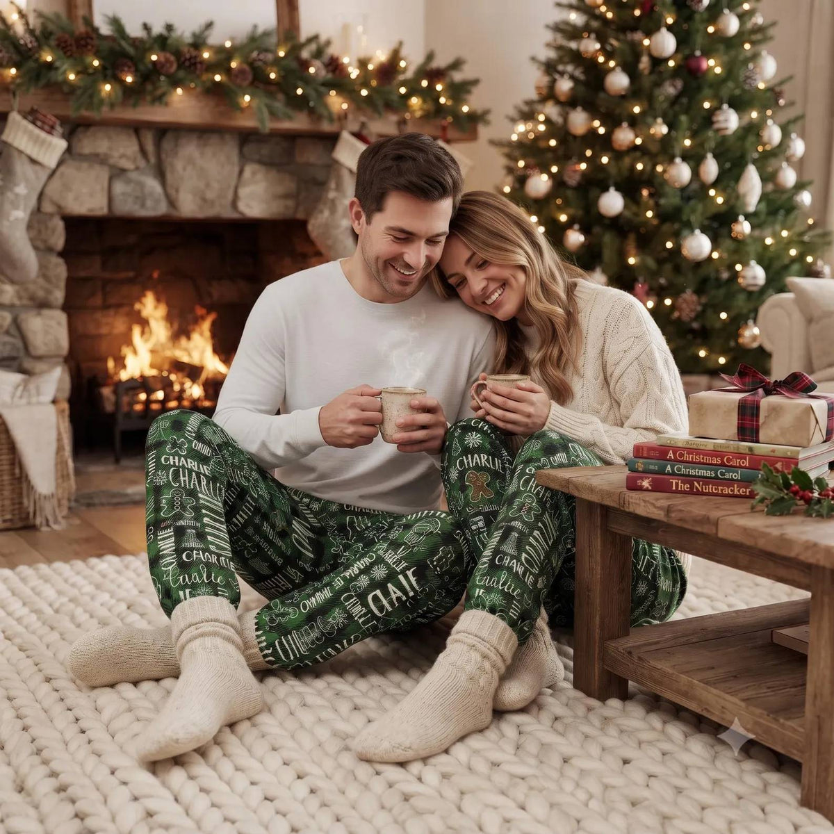 Personalized Name Pajamas Pants - Christmas Gift for Family, Cozy Family Holiday Loungewear HO82 904142