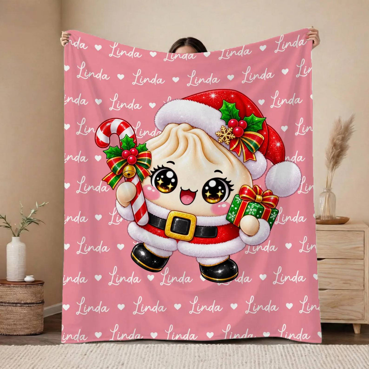 Custom Name Dumpling Christmas Blanket for Kids, Dumpling Lover Gift HO82 904242