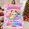 Custom Name Pastel Dumpling Christmas Blanket for Kids, The Year of Squishies 2026 HO82 904262