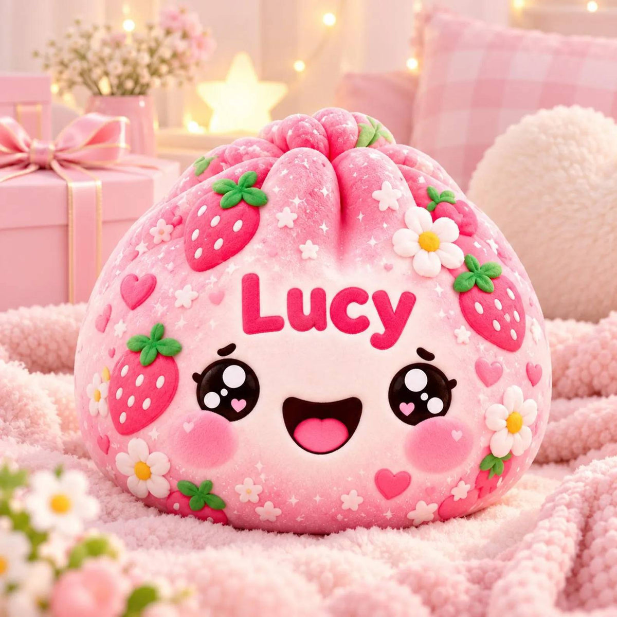 Custom Name Christmas Dumpling Shaped Pillow - Cute Pastel Plush Pillow HO82 904254
