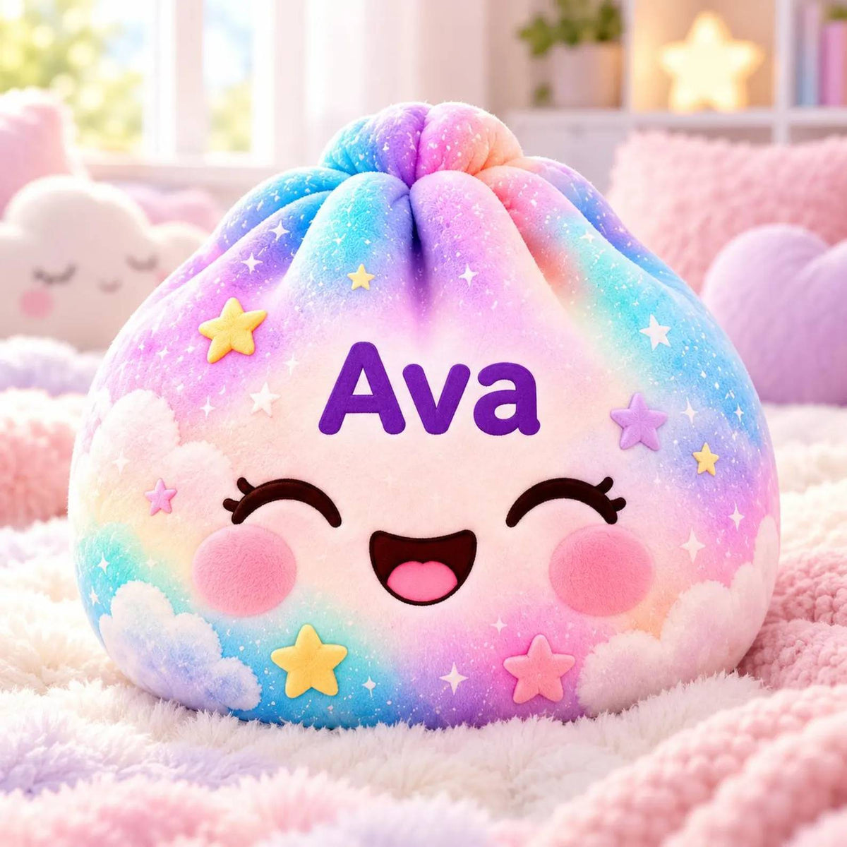 Custom Name Christmas Dumpling Shaped Pillow - Cute Pastel Plush Pillow HO82 904254