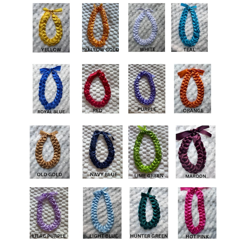 Satin Ribbon Graduation Lei with Flowers, Braided Ribbo, Gift For Graduates TH10 169101