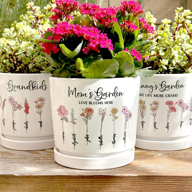 Grandmas Garden Gift for Grandma, Personalized Gifts for Mothers Day Gifts, Personalized Flower Pot, Birth Flower Plant Pot Mother's Day Gift TH10 169527