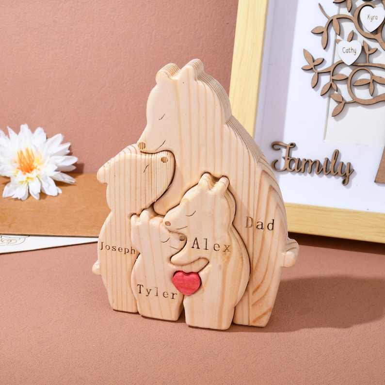 Personalized First Time Mom Gift, Wooden Mom and Baby Bear Puzzle, Family Home Decor TH10 898859