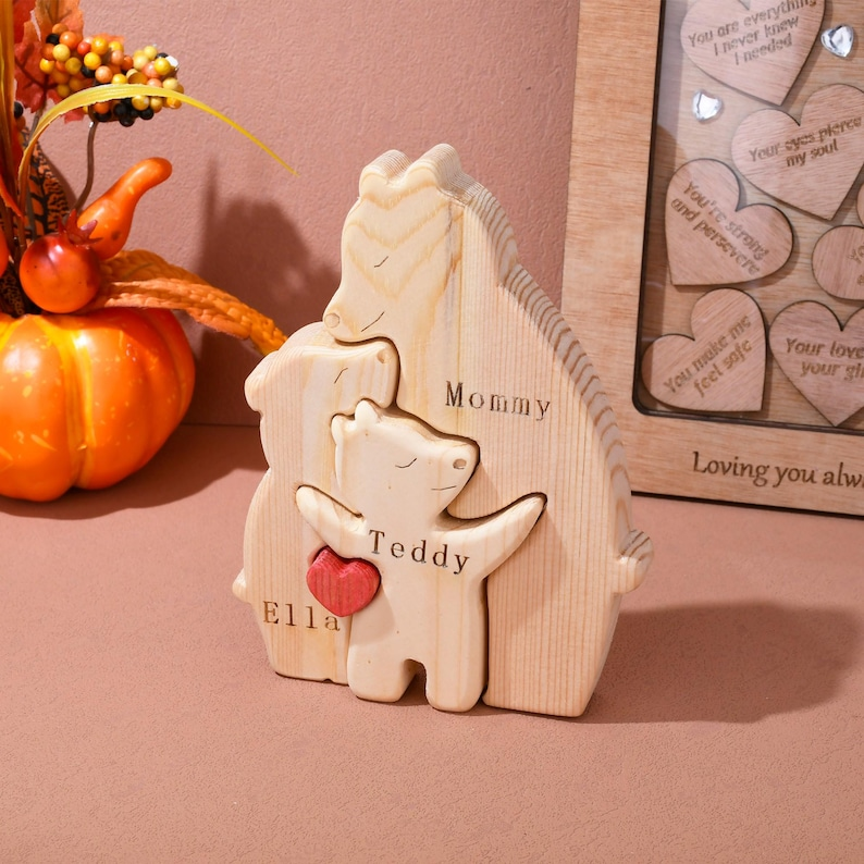 Personalized First Time Mom Gift, Wooden Mom and Baby Bear Puzzle, Family Home Decor TH10 898859