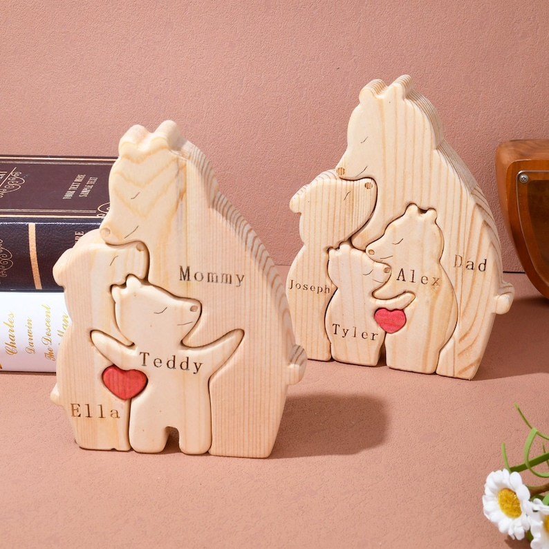 Personalized First Time Mom Gift, Wooden Mom and Baby Bear Puzzle, Family Home Decor TH10 898859
