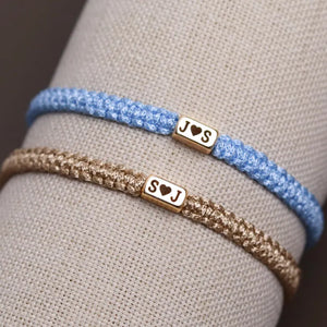 Custom 2 Pieces Initials Engraved Bracelet With Heart, Matching Jewelry For Couples HO82 901172