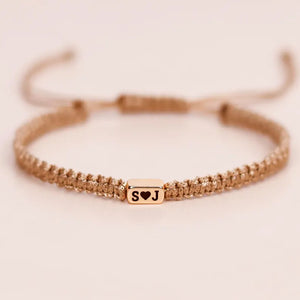 Custom 2 Pieces Initials Engraved Bracelet With Heart, Matching Jewelry For Couples HO82 901172