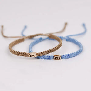 Custom 2 Pieces Initials Engraved Bracelet With Heart, Matching Jewelry For Couples HO82 901172