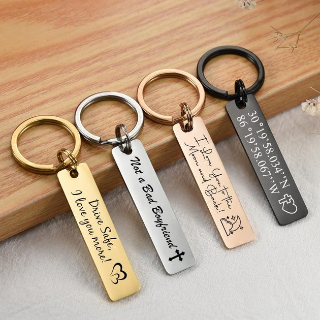 Custom Name/Date, Drive Safe Engraved Metal Keychain Valentine's Gift For Couple TH10 898583
