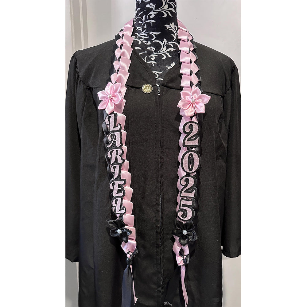Satin Ribbon Graduation Lei with Flowers, Braided Ribbo, Gift For Graduates TH10 169101