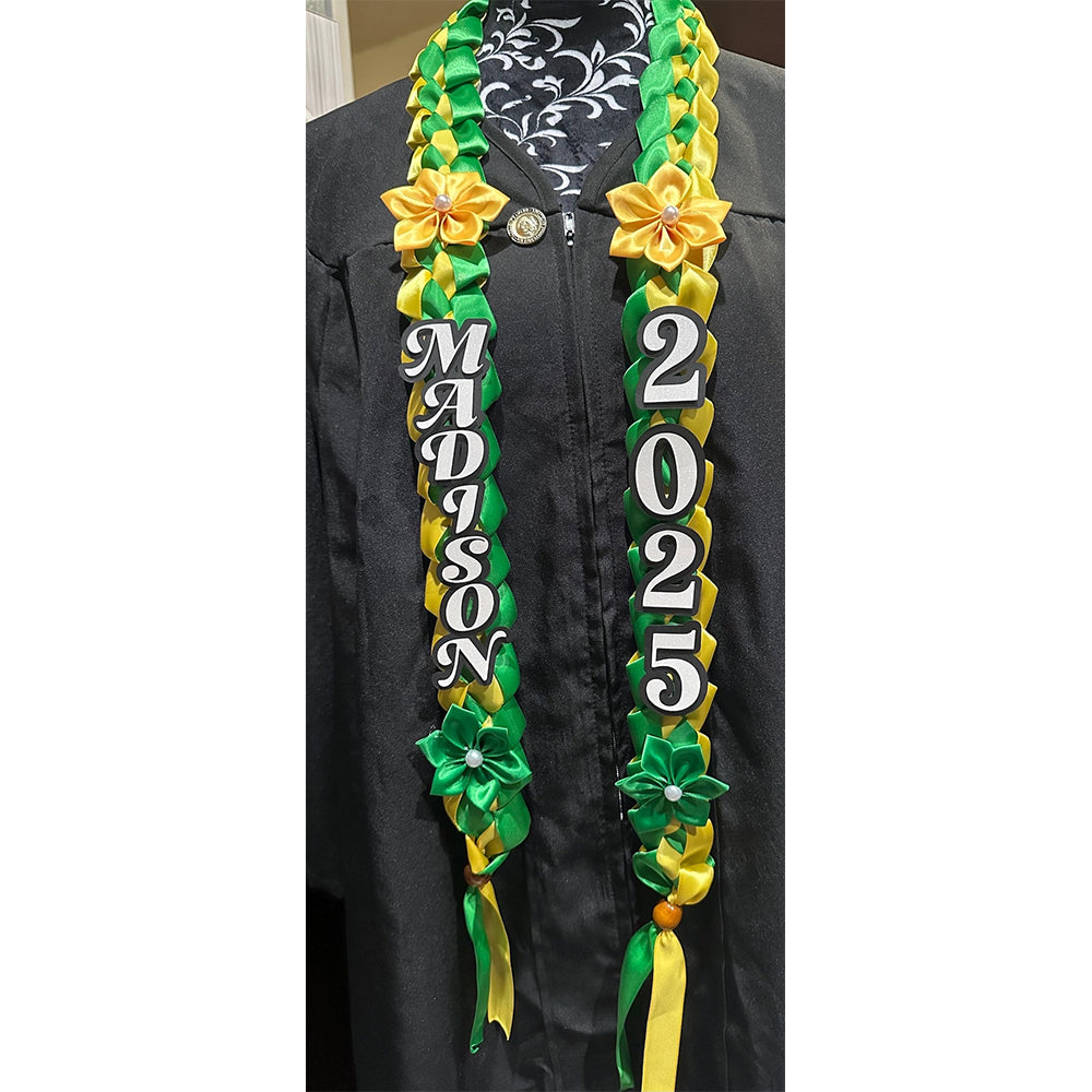 Satin Ribbon Graduation Lei with Flowers, Braided Ribbo, Gift For Graduates TH10 169101