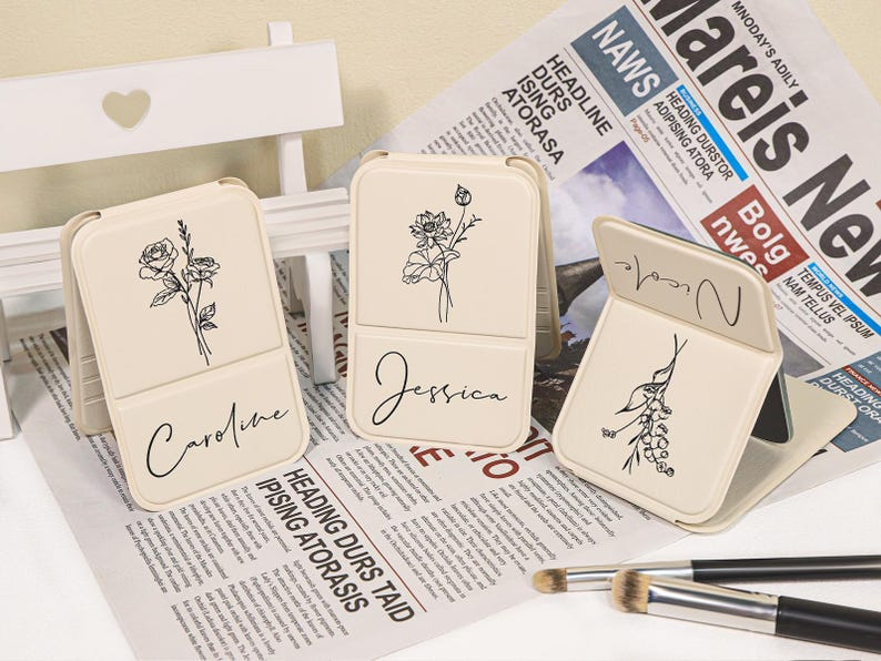 Personalized Makeup Mirror-Portable Folding Gift For Her Valentine's Day TH10 898503