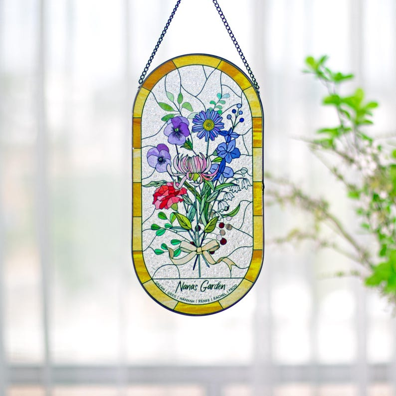 Family Birth Flower Bouquet Birth Month Flowers Suncatcher TH10 169155