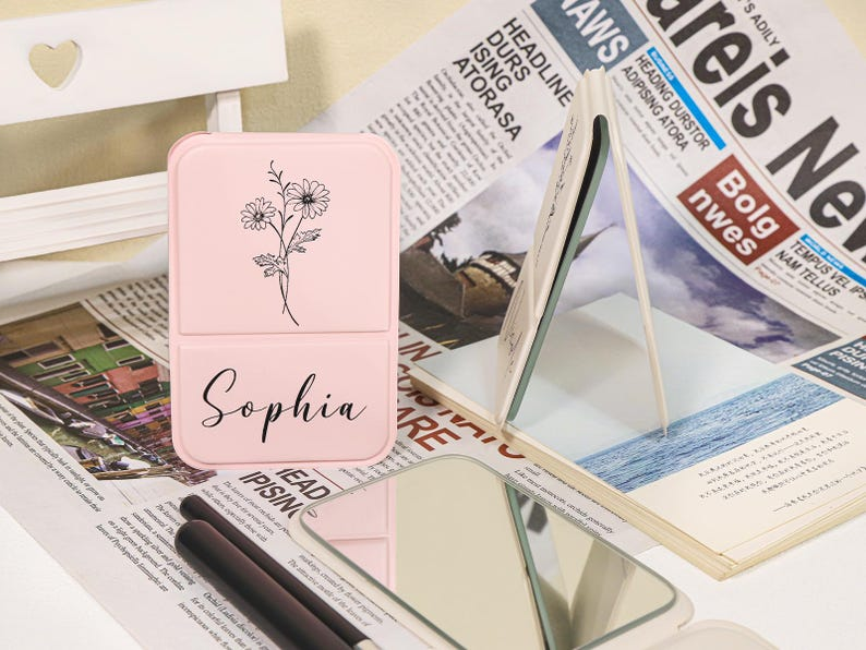 Personalized Makeup Mirror-Portable Folding Gift For Her Valentine's Day TH10 898503