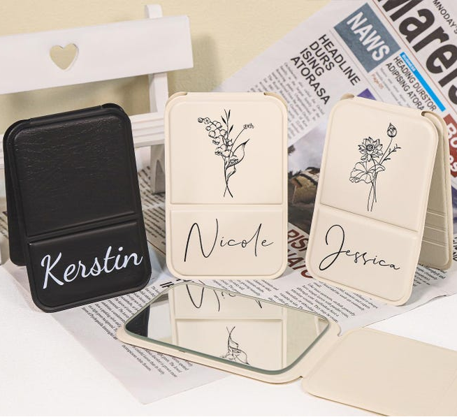 Personalized Makeup Mirror-Portable Folding Gift For Her Valentine's Day TH10 898503