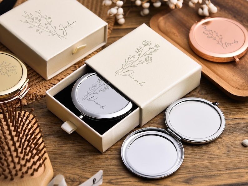 Makeup Mirror Set Engraved Pocket Mirror, Valentine Gift For Her TH10 898505