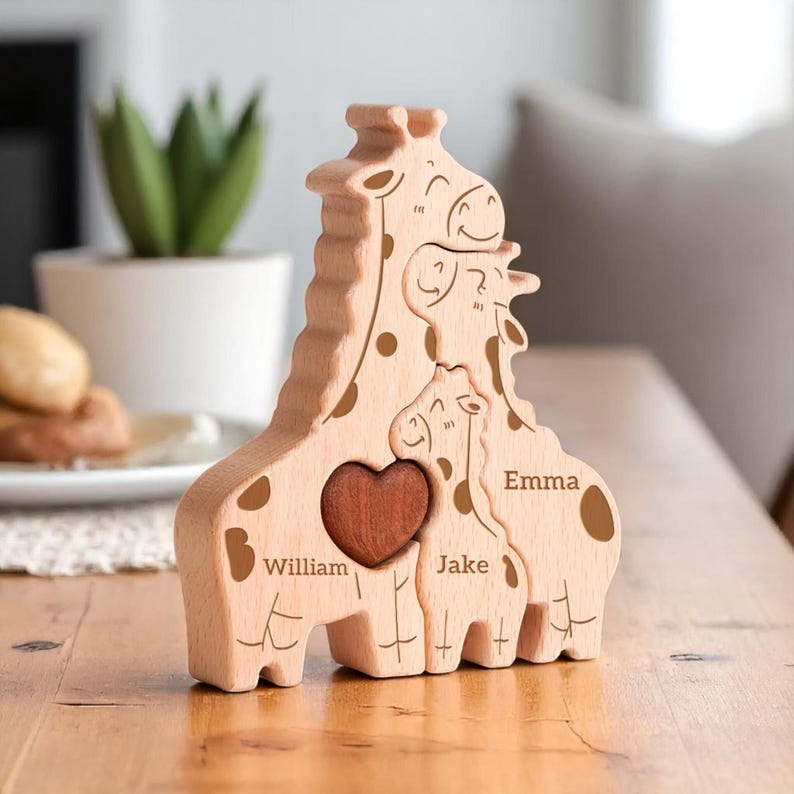 Personalized Giraffe Family Puzzle, Mothers Day Gift, Family Gift TH10 169151