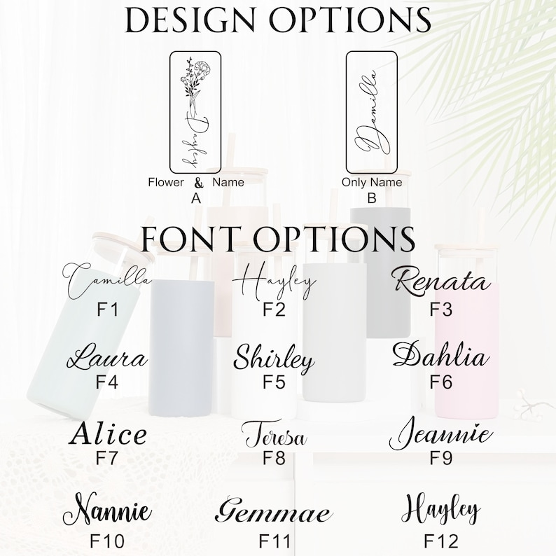 Personalized Birth Flower Name Glass Can With Lid Silicone Sleeve TH10 896881