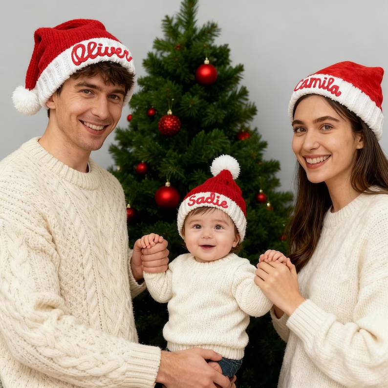 Personalized Name Knit Santa Hat - Christmas Gift For Family HO82 903888