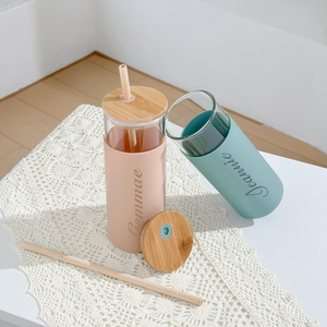 Personalized Birth Flower Name Glass Can With Lid Silicone Sleeve TH10 896881