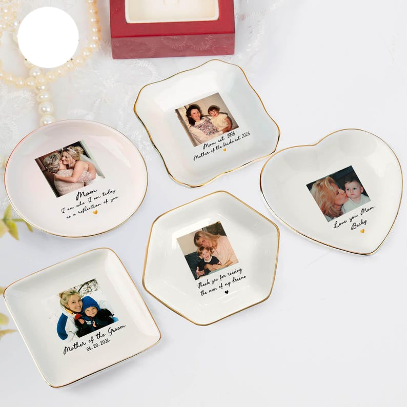 Photo Gifts for Mom Wedding Day, Custom Photo Wedding Ring Dish, Mother Of The Bride Jewelry Dish, Custom Jewelry Tray for Mom TH10 898955