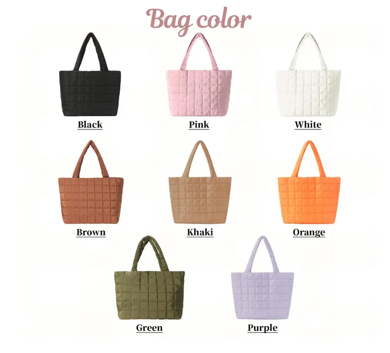 Monogrammed Shoulder Bag for Women's, Gift for Her, Beach Bag Embroidered Quilted Nylon Tote Bag TH10 169615